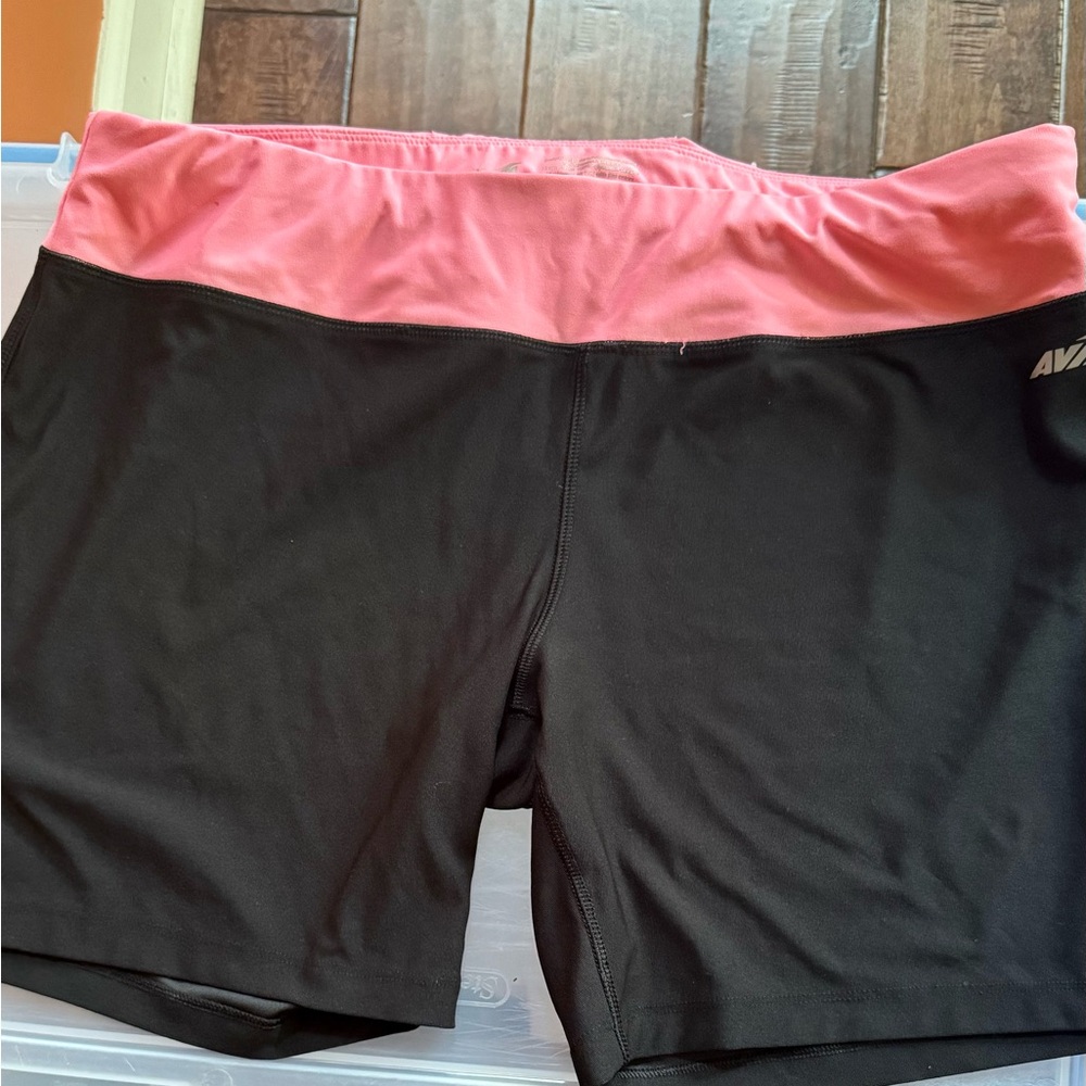 Avia Black and Pink Athletic Shorts with Moisture-Wicking Fabric